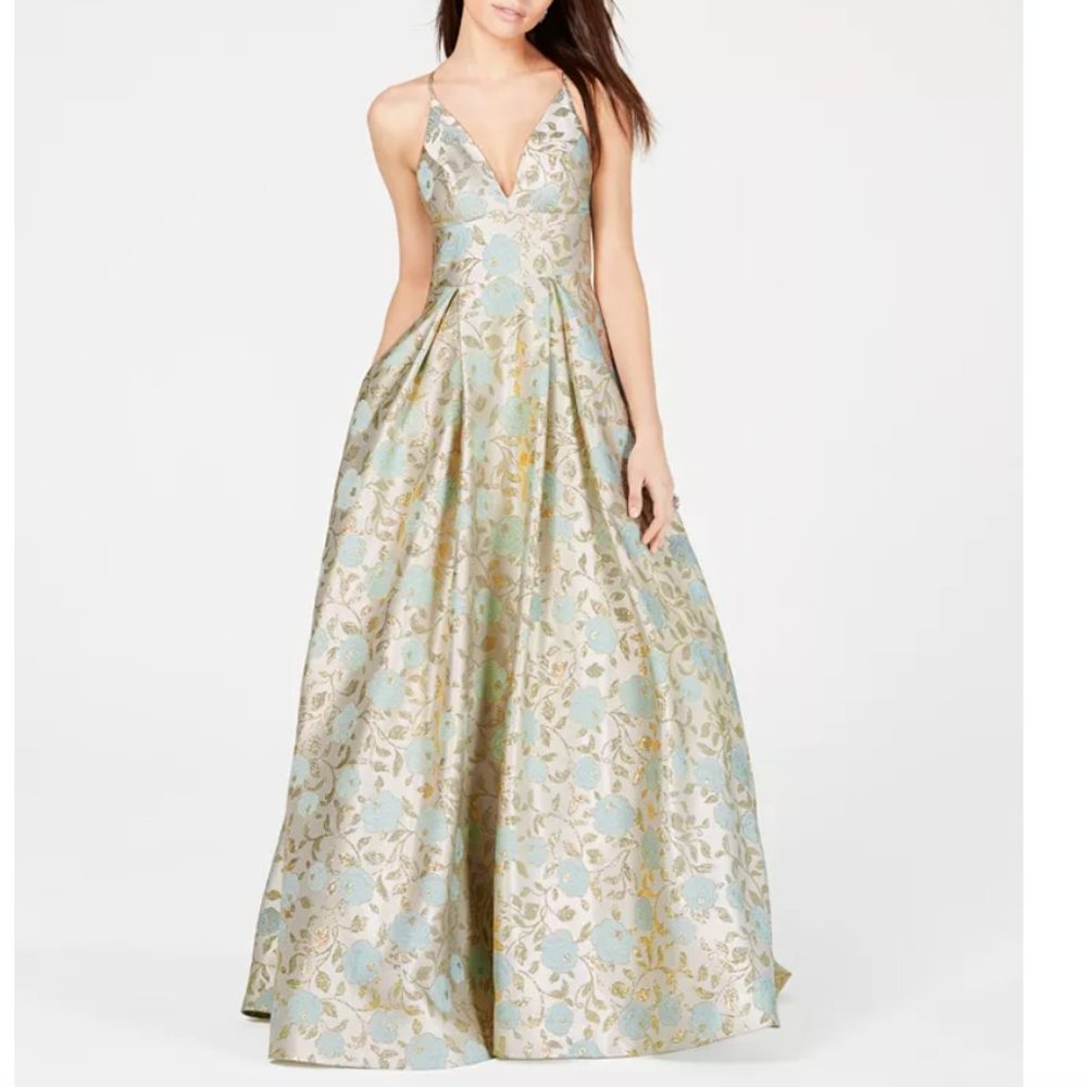 COPY - Juniors' Metallic-Print Ballgown